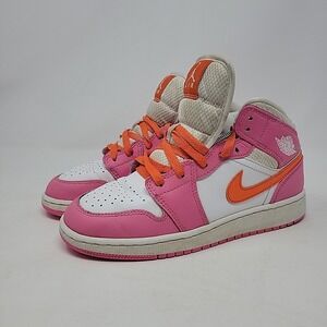 Nike Air Jordan 1 Mid DX3240-681 White Basketball Youth Girl Shoes‎ Size 5Y